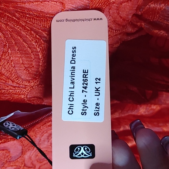 CHI CHI's LONDON* Red Lavinia Tea length dress crinoline satin lining sz UK 12 - Picture 13 of 17